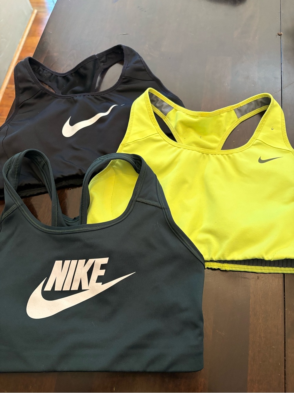 Nike Sports Bra Trio - Black, Neon Yellow, Dark Teal